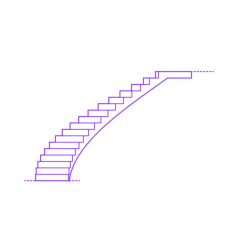 Buildings Stair Types L Shaped Curved Stairs Sticker Outline Svg File, Free Vectors File